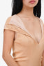 Bottega Veneta 2020 Pink/Nude Knit Fringe Hem Dress Size S