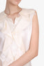 Pre-Loved Chanel™ Cream Silk Fringe Blouse Size 36