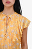 Sabina Musayev Yellow Metallic Ruffle Top Size XS