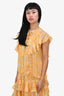 Sabina Musayev Yellow Metallic Ruffle Top Size XS