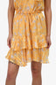 Sabina Musayev Yellow Metallic Ruffle Skirt Size XS