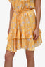 Sabina Musayev Yellow Metallic Ruffle Skirt Size XS