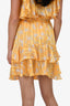 Sabina Musayev Yellow Metallic Ruffle Skirt Size XS