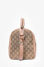 Gucci Brown GG Canvas/Pink Striped Boston Bag with Strap