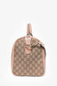 Gucci Brown GG Canvas/Pink Striped Boston Bag with Strap