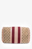 Gucci Brown GG Canvas/Pink Striped Boston Bag with Strap