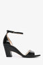 Prada Black Patent Ankle Block Heel Sandals Size 38