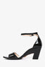 Prada Black Patent Ankle Block Heel Sandals Size 38