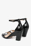 Prada Black Patent Ankle Block Heel Sandals Size 38