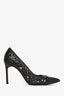 Manolo Blahnik Black Lasercut Pointed Toe Pumps Size 37.5