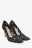 Manolo Blahnik Black Lasercut Pointed Toe Pumps Size 37.5