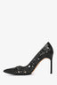 Manolo Blahnik Black Lasercut Pointed Toe Pumps Size 37.5