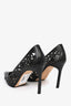 Manolo Blahnik Black Lasercut Pointed Toe Pumps Size 37.5