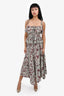 Ulla Johnson Blue/Burgundy Floral Silk Tank + Midi Skirt with Belt 'Luella' Set Size 2