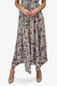 Ulla Johnson Blue/Burgundy Floral Silk Tank + Midi Skirt with Belt 'Luella' Set Size 2