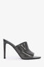 Versace Gunmetal Crackle Leather Heeled Mules Size 37