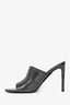 Versace Gunmetal Crackle Leather Heeled Mules Size 37