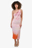 Jonathan Simkhai Purple/Coral Marble Asymmetrical Maxi Dress Size S