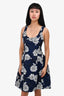 Prabal Gurung Blue/Grey Rose Printed Sleeveless A-Line Dress Size 2