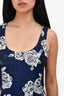 Prabal Gurung Blue/Grey Rose Printed Sleeveless A-Line Dress Size 2