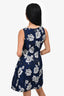 Prabal Gurung Blue/Grey Rose Printed Sleeveless A-Line Dress Size 2