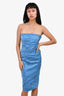 Alexis Blue Snake Printed Strapless Midi Dress Size L