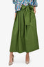 Weekend Max Mara Olive Green Nylon Belted Maxi Skirt Size 6