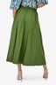 Weekend Max Mara Olive Green Nylon Belted Maxi Skirt Size 6