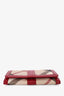 Burberry Red/Beige Patent Leather Check Zip Wallet