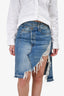 R13 Blue Distressed Denim Asymmetrical Skirt Size 26