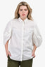 Christian Dior White 3/4 Puff Sleeve Button Down Top Size 10