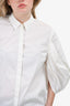 Christian Dior White 3/4 Puff Sleeve Button Down Top Size 10