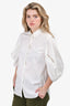 Christian Dior White 3/4 Puff Sleeve Button Down Top Size 10