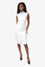 Thom Browne White Lace-up Back Sleeveless Button Down Point Collar Shirt Dress Size 40