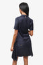 Thom Browne Navy Wool Pleated Mini Dress Size 42