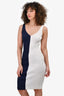 Staud Navy/White Ribbed Sleeveless Dress Size XS MSRP