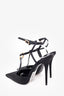 Saint Laurent Black Stain Crystal Embellished Luna 105mm Slingback Size 35