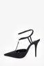 Saint Laurent Black Stain Crystal Embellished Luna 105mm Slingback Size 35