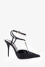 Saint Laurent Black Stain Crystal Embellished Luna 105mm Slingback Size 35