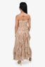 Ulla Johnson Beige/Brown Printed Silk Tiered 'Aveline' Maxi Dress Est. Size 6/8