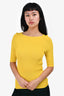 Max Mara Yellow Ribbed 3/4 Sleeve Top Size S