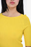 Max Mara Yellow Ribbed 3/4 Sleeve Top Size S