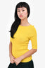 Max Mara Yellow Ribbed 3/4 Sleeve Top Size S