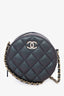 Pre-Loved Chanel™ 2018/19 Dark Iridescent Caviar Quilted Round Clutch with Chain