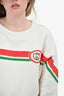 Gucci White Red Striped GG Crewneck Sweater Size M