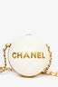 Pre-Loved Chanel™ White Lambskin Leather Paris-Le19M Coco Sphere Minaudiere Bag