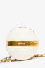 Pre-Loved Chanel™ White Lambskin Leather Paris-Le19M Coco Sphere Minaudiere Bag
