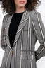 Smythe Grey/White Stripped Single Breasted Blazer Size 8