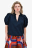 Ulla Johnson Navy Puff Sleeve V-Neck Top Size 6