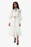 Zimmermann White Linen/Silk Postcard Belted Broderie Anglaise Midi Dress Size 0